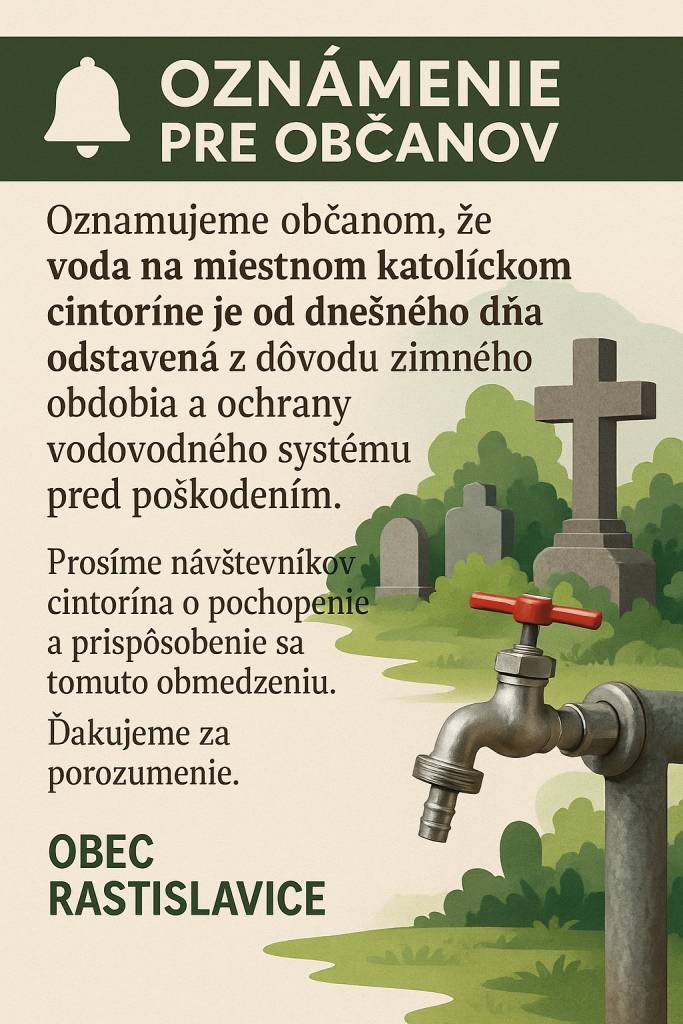 Odstavená voda na katolíckom cintoríne