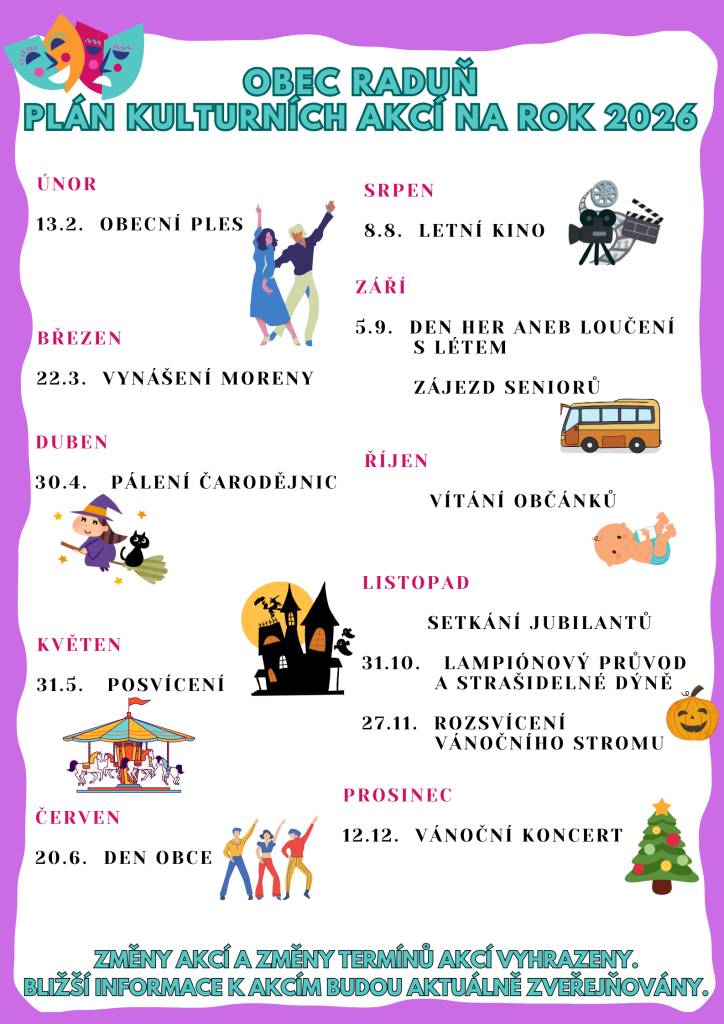 Změny akcí a změny termínů akcí vyhrazeny.