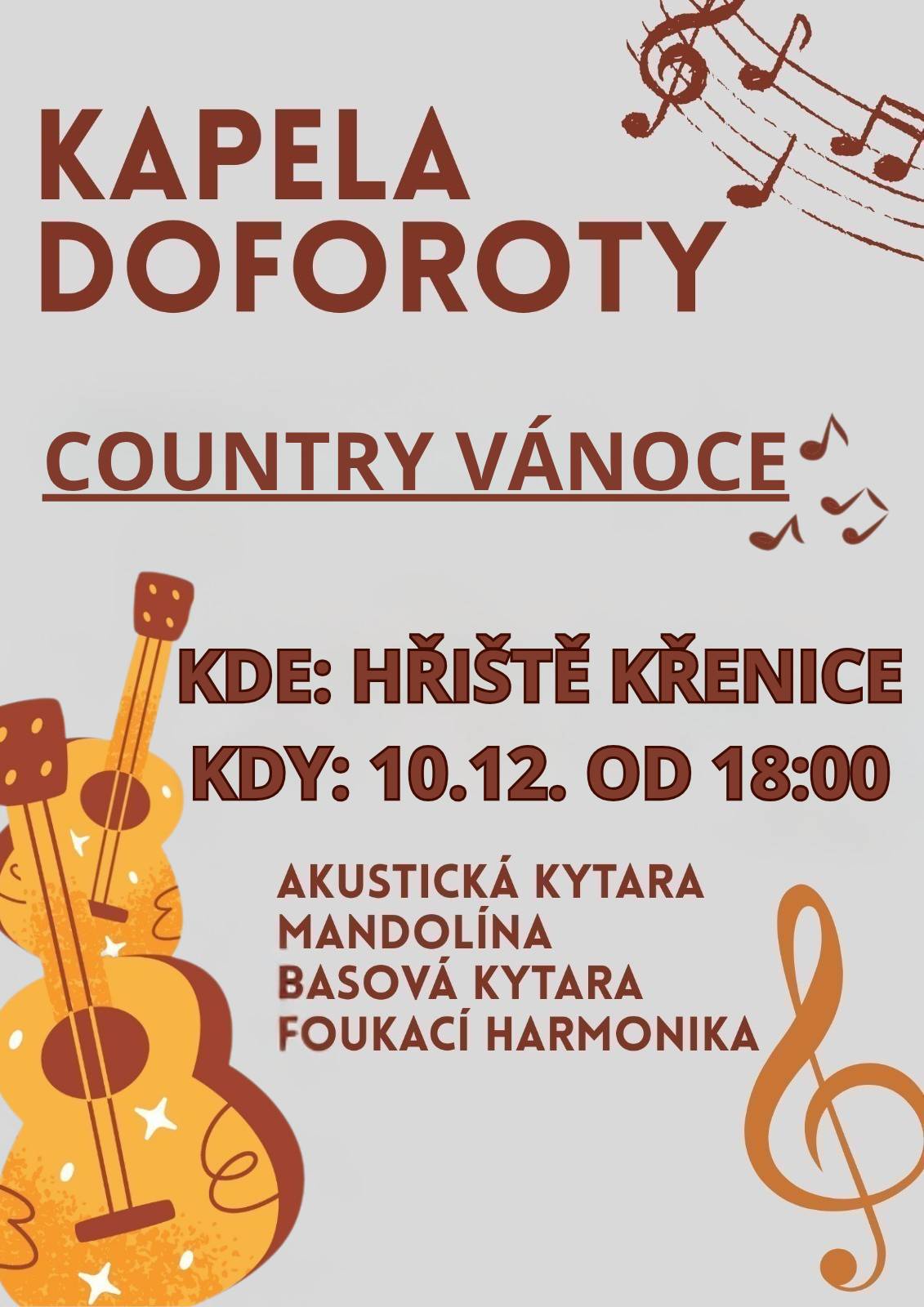 Country vánoce ve Křenici na hřišti 10.12.2025 od 18:00 hod
