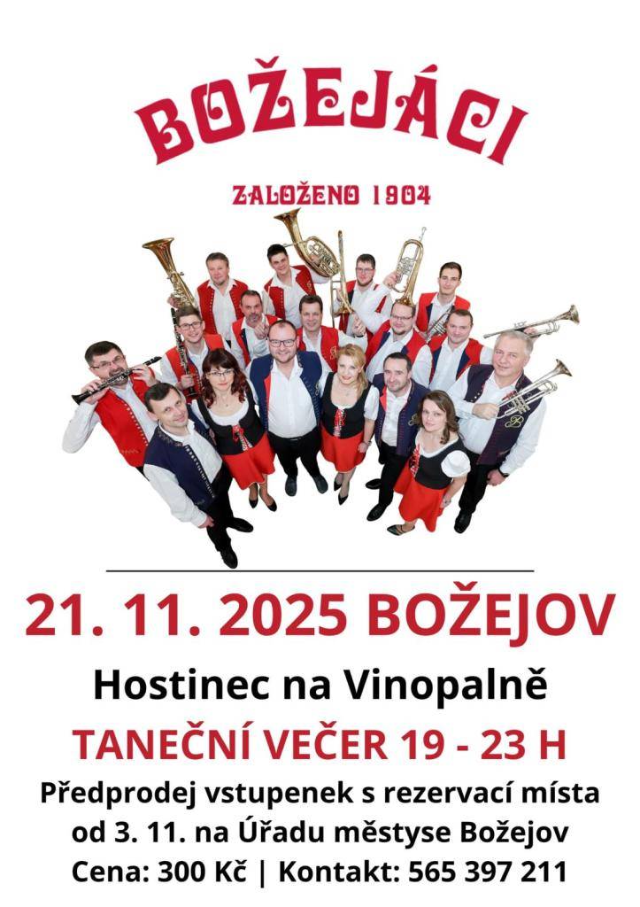 Taneční večer s Jihočeskou hasičskou dechovkou Božejáci