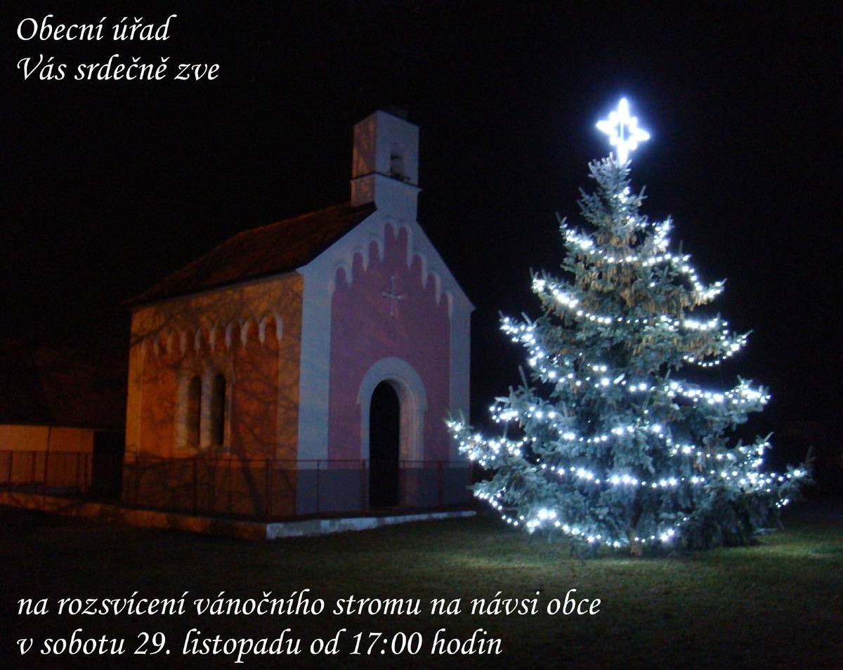 Vážení spoluobčané, přijďte s námi oslavit začátek adventu rozsvícením vánočního stromu na návsi obce v sobotu 29. listopadu od 17:00 hodin.  Načerpat vánoční atmosféru, poslechnout si koledy a popít trochu punče. Těšíme se na společné setkání. Obec Břehov
