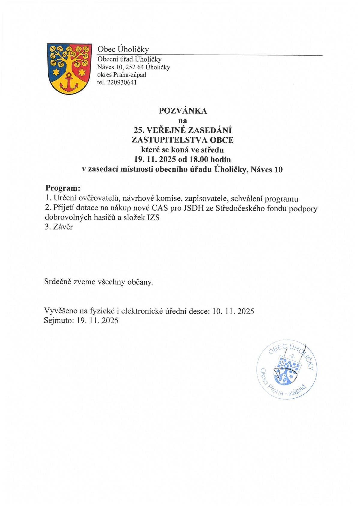 Zveme Vás na zítřejší VZ ZO,které se koná mimořádně ve středu,od 18 hodin v zasedačce OÚ.