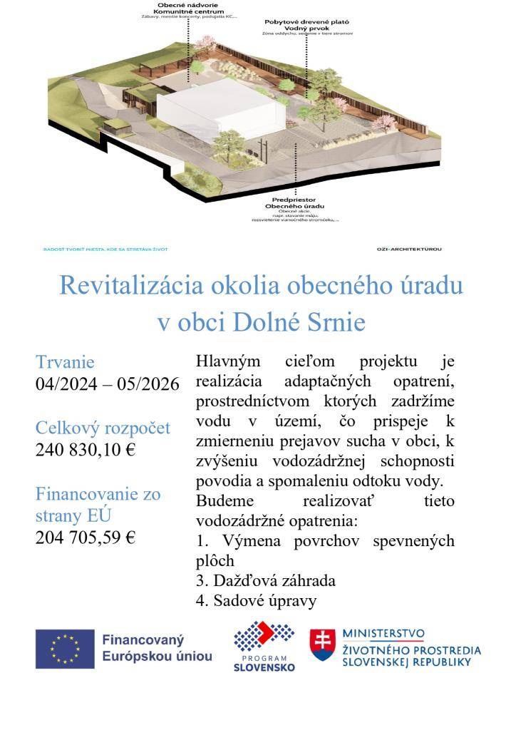 Revitalizácia okolia obecného úradu v obci Dolné Srnie