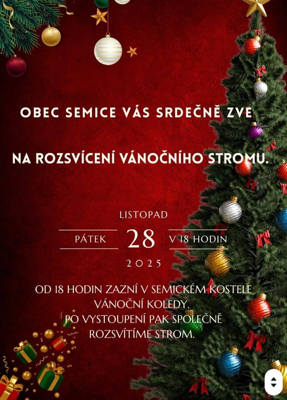 Srdečně Vás zveme v pátek 28.11 od 18 hod. na zpívání koled v kostele a následné rozsvícení vánočního stromku na návsi.