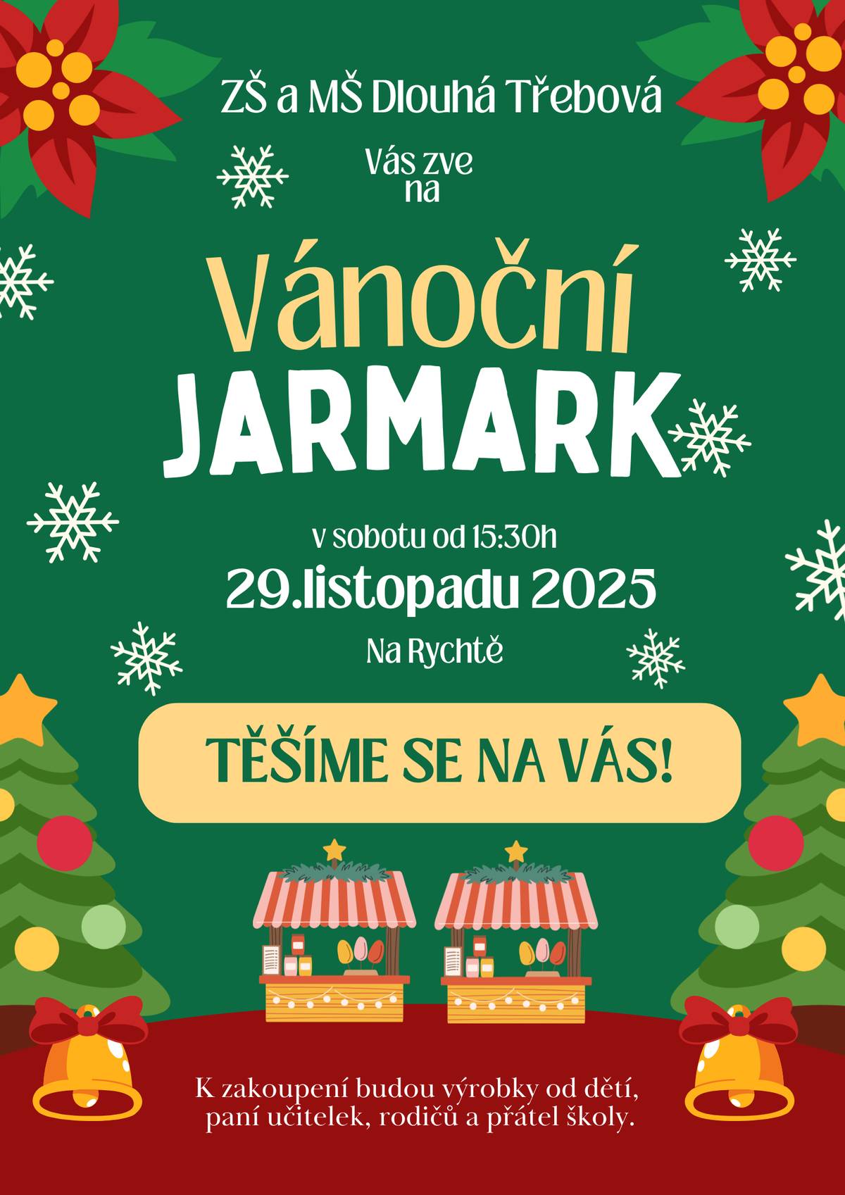 I v letošním roce vás zve ZŠ a MŠ Dlouhá Třebová na jarmark, který se uskuteční 29.11.2025.