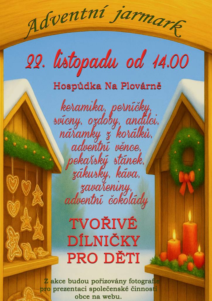 Pozvánka na oblíbený jarmark k obecní Hospůdce Na Plovárně v Sudově Hlavně