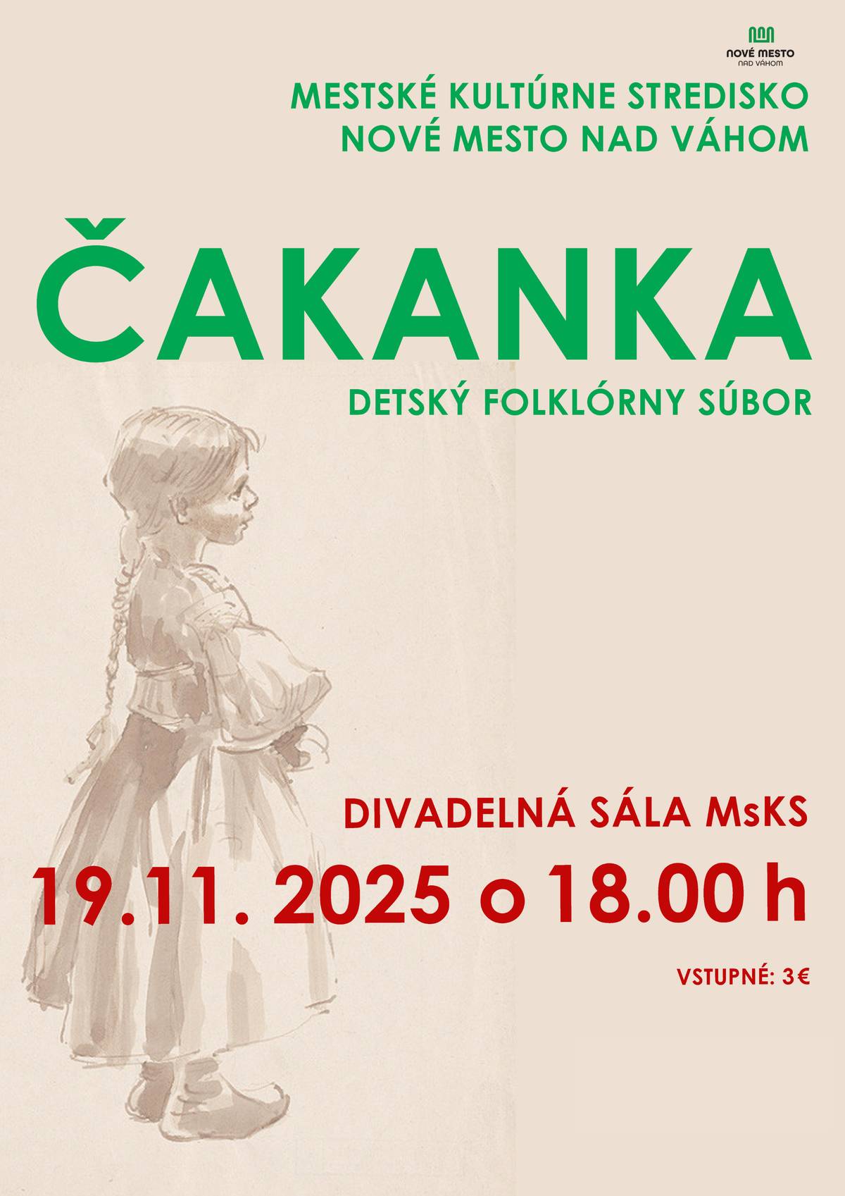 Folklórne pásmo ROK S ČAKANKOU je venované bohatstvu slovenských zvykov počas celého roka / fašiangová zábava, vítanie jari so šibačkou, letné detské hry, dožinky a predvianočné tradície/. Detský folklórny súbor Čakanka vznikol v roku l995 pri MsKS v Novom Meste nad Váhom. Deti a dospievajúca mládež vo veku od 5 do l5 rokov sa vo svojom voľnom čase stretávajú v kolektíve veselých a cieľavedomých kamarátov pod vedením vedúcej súboru Mgr. Alexandry Tobiašovej.  Spoznávajú piesne, tance, zvyky a tradície jednotlivých regiónov Slovenska a zároveň sa podieľajú na uchovávaní a odovzdávaní ľudovej kultúry slovenského národa.