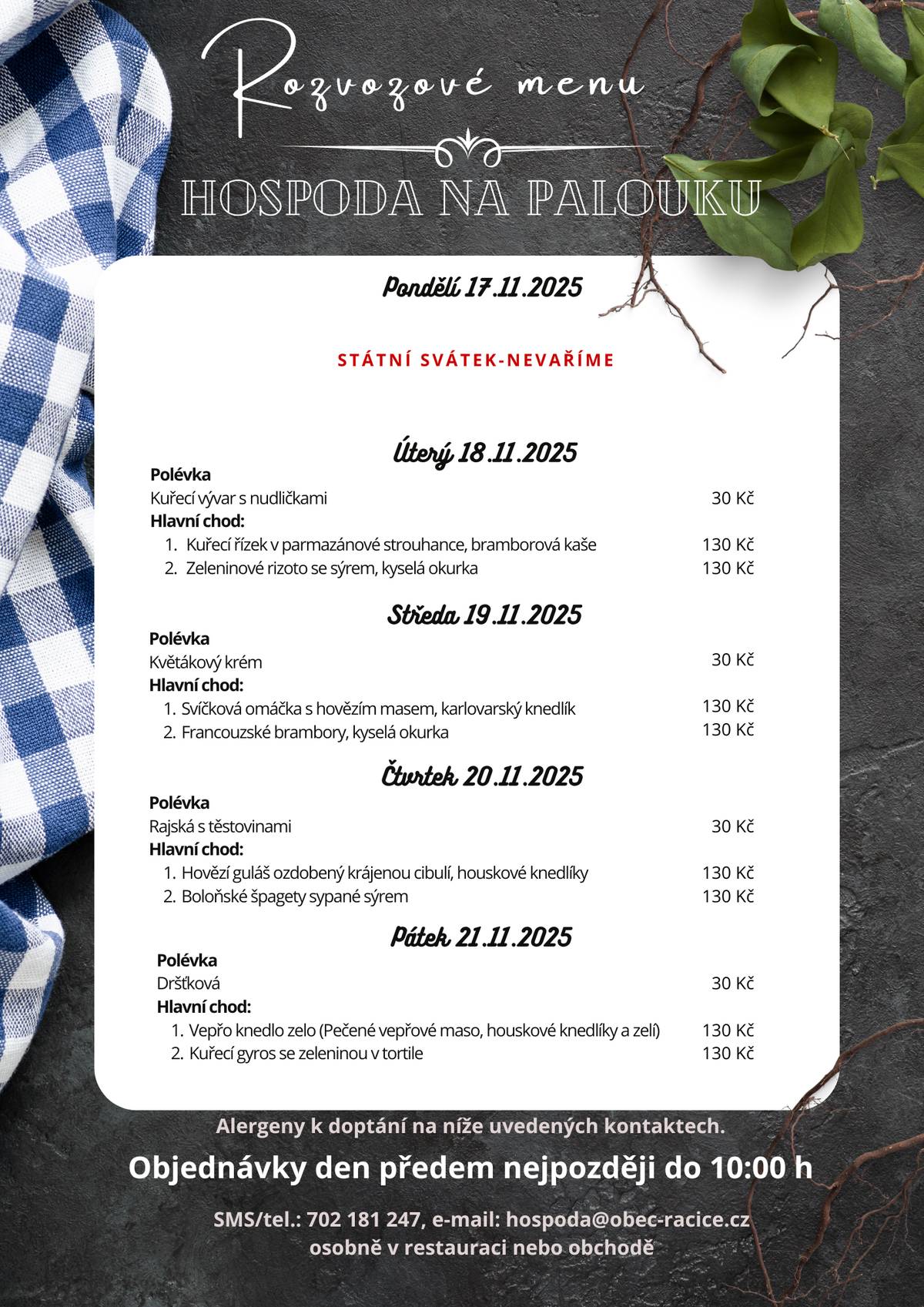 Jídelní lístek 17.11. - 21.11