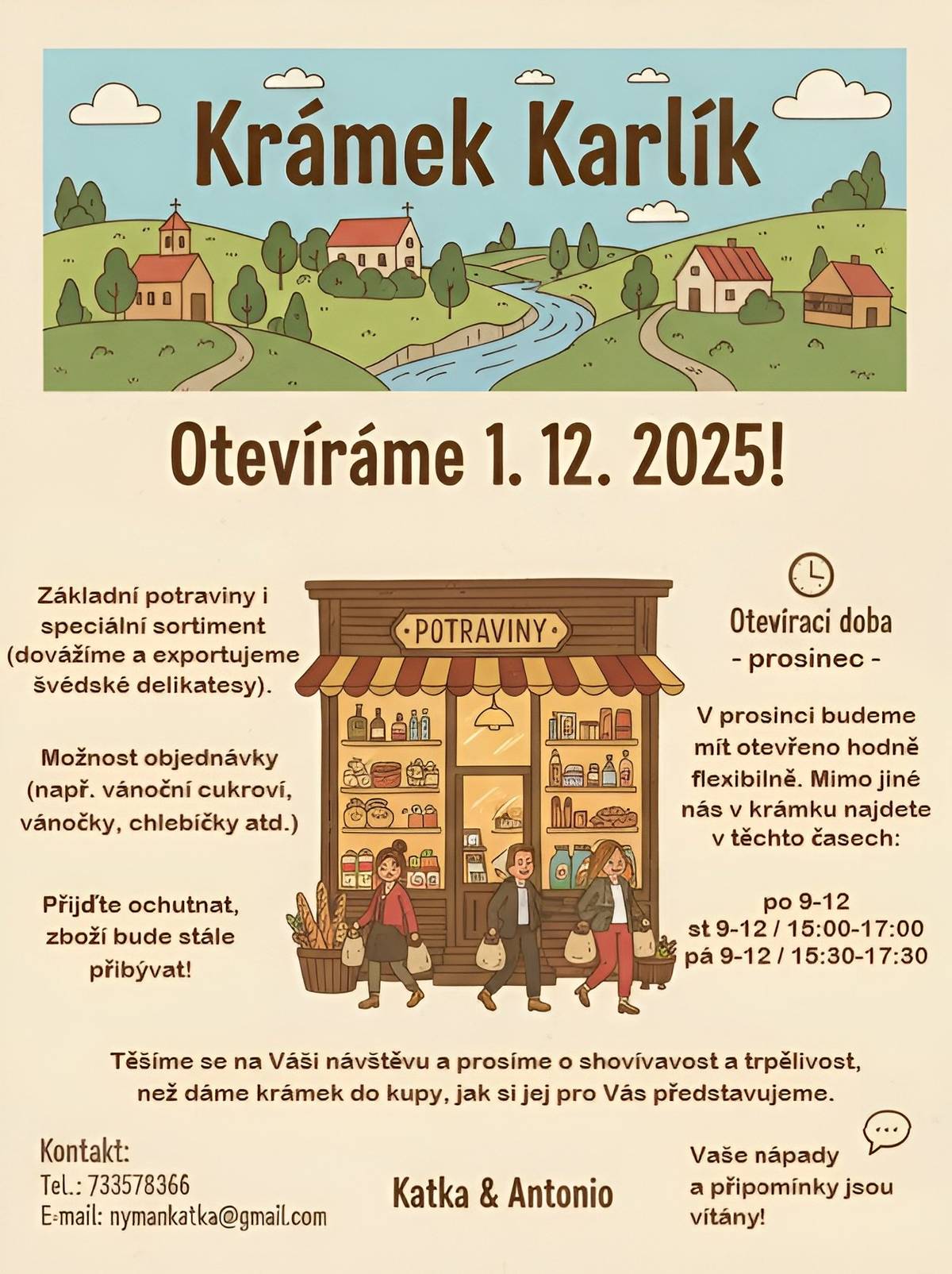 Do 1.12.2025 se mužete těšit na novou nabídku zboží v Karlickém kránku. Přijďte se podívat a vyzkoušet osobně.