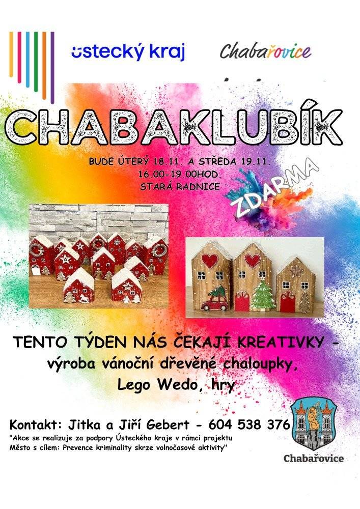 Město Chabařovice Vás srdečně zve na další termíny Chabaklubíku.