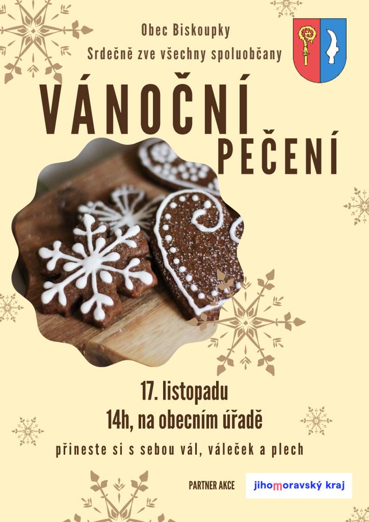 Připomínáme dnešní pečení vánočního cukroví od 14.00 na Obecním úřadě