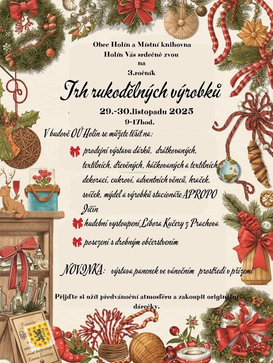 Pozvánka na III. ročník Trhu rukodělných výrobků 29. a 30. 11. od 9 do 17.