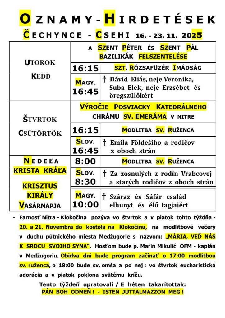 omšový poriadok - miserend