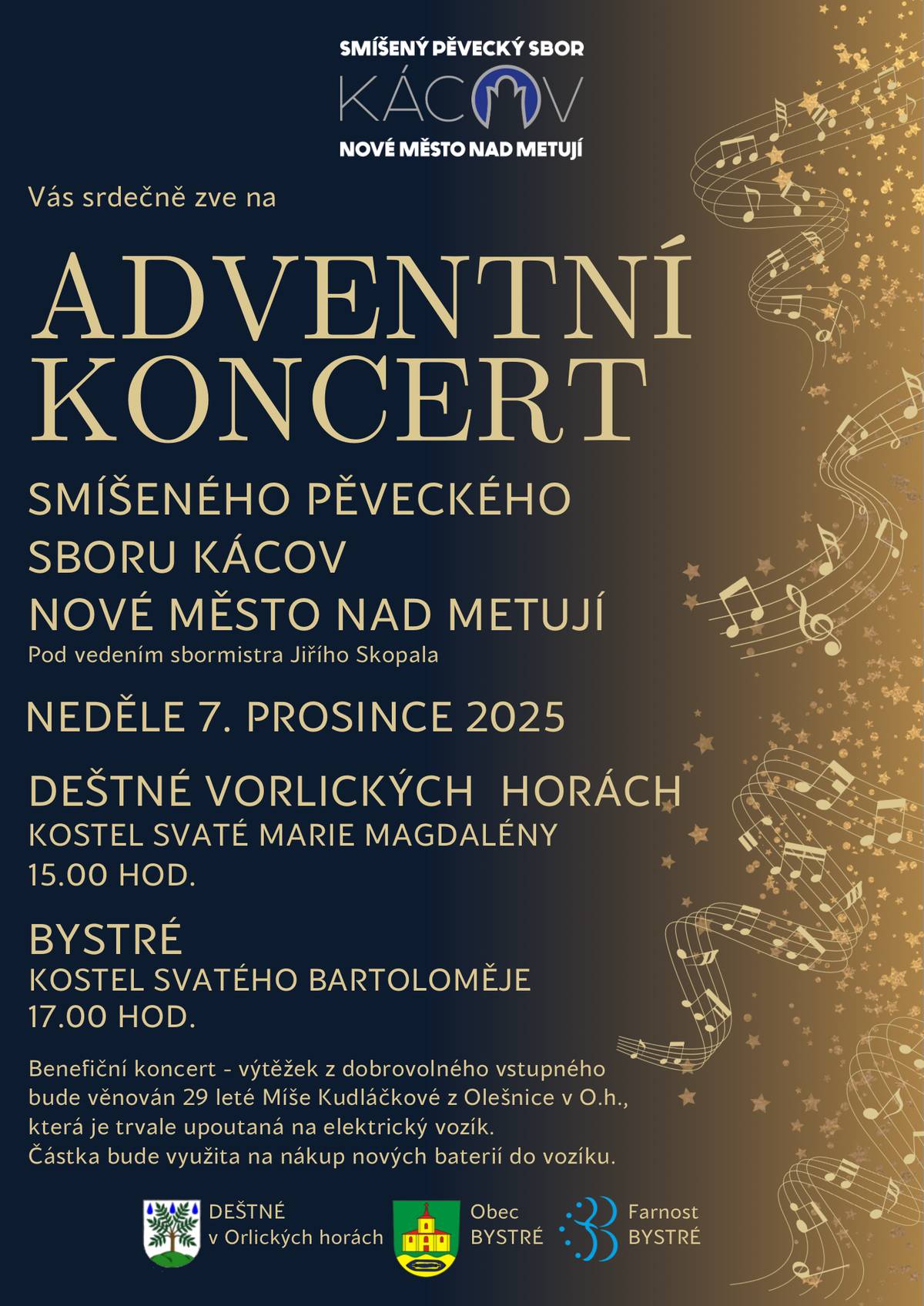 Srdečně zveme na Adventní koncert v Bystrém 7. 12. 2025 od 17 hod v kostele svatého Bartoloměje
