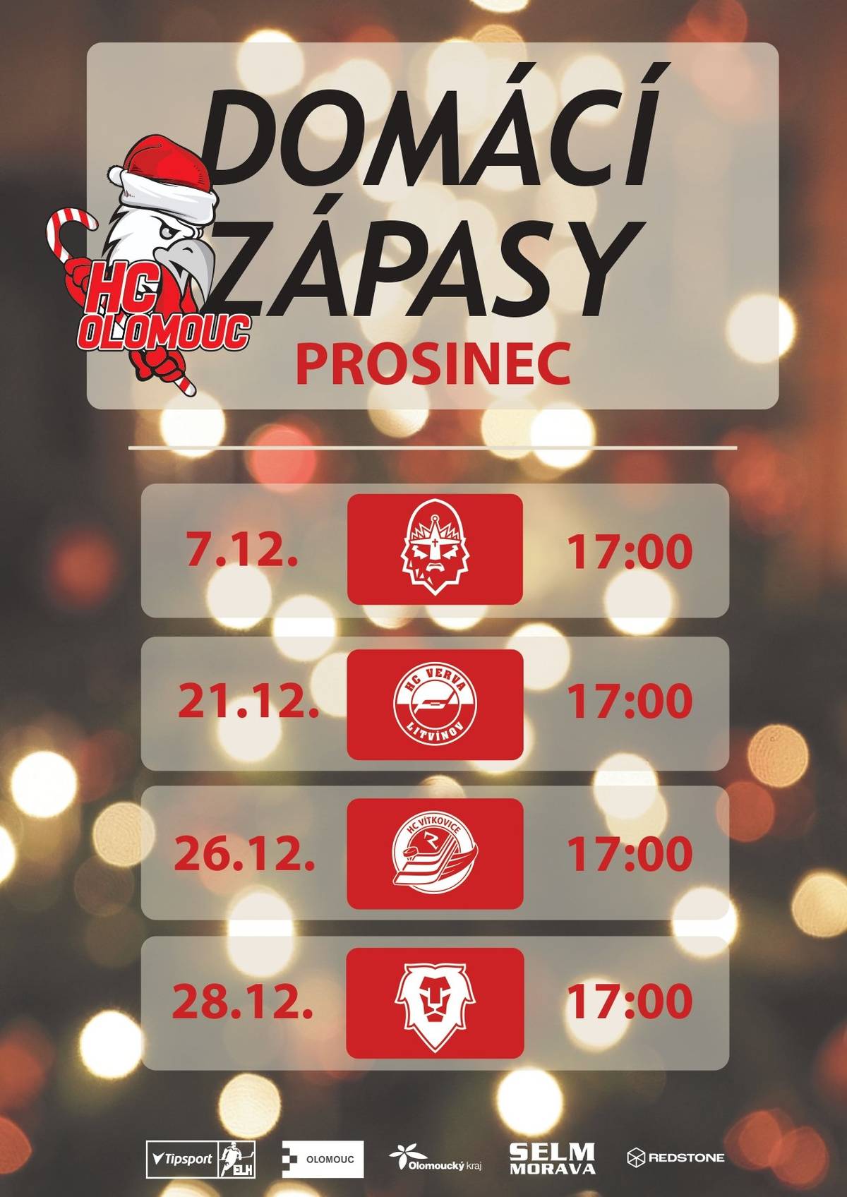 Srdečně zveme všechny fanoušky na prosincová domácí utkání.