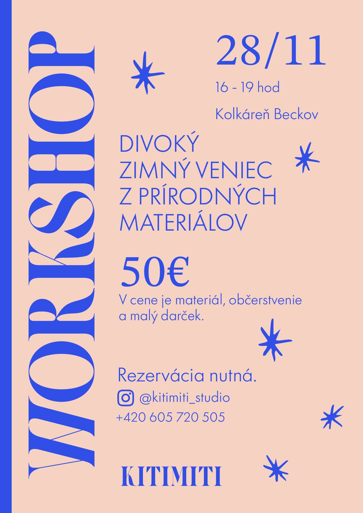 Workshop - príprava divokého zimného venca - v piatok 28.11.2025 od 16.hod do 19.hod v Kolkárni v Beckove: