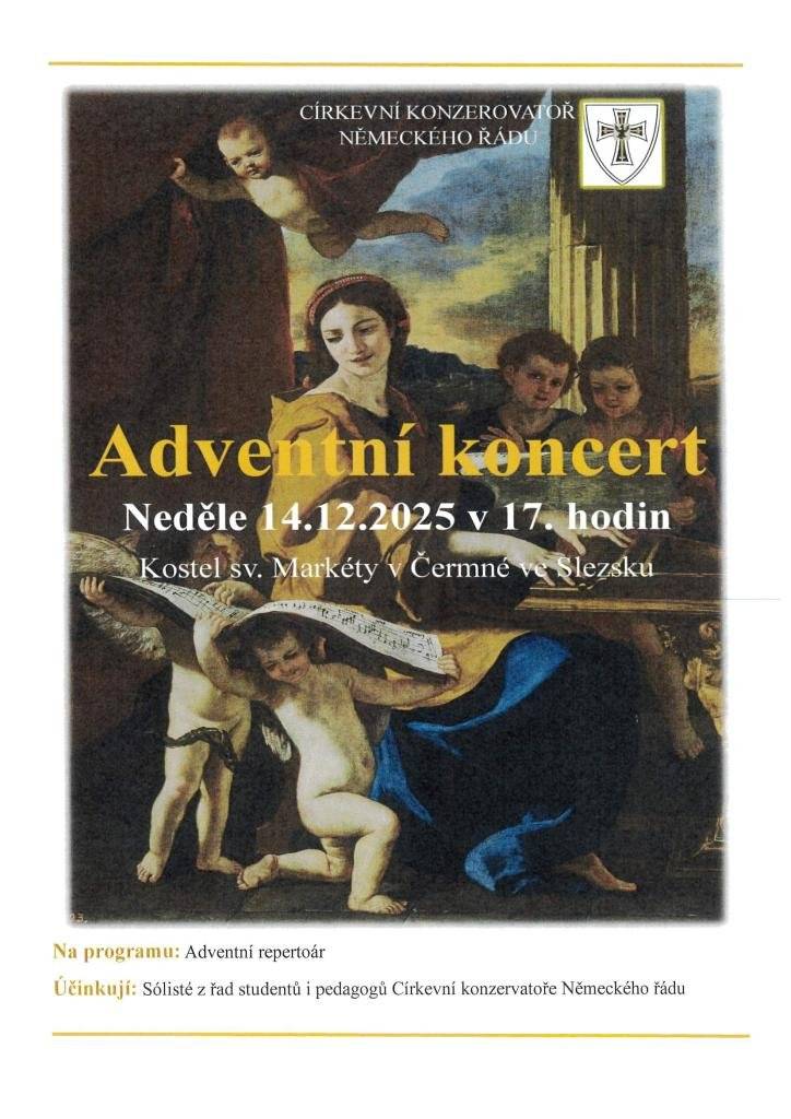 Obec Čermná ve Slezsku Vás zve na  Adventní koncert v neděli 14.12.2025 v 17 hodin v kostele sv. Markéty v Čermné ve Slezsku