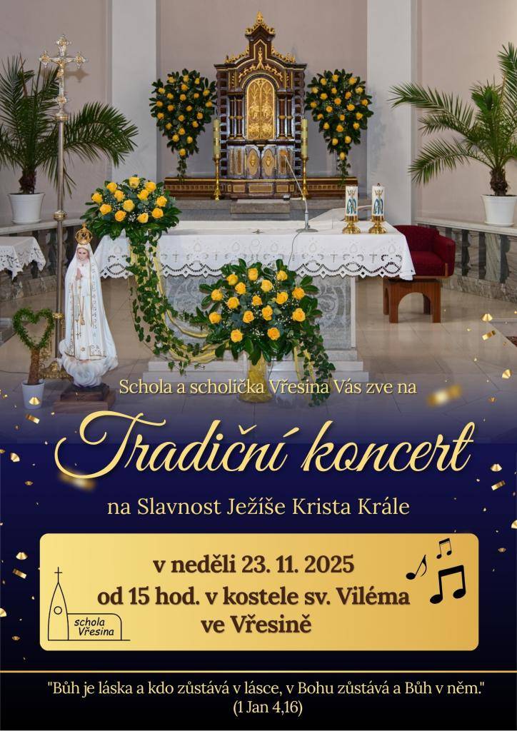V neděli 23.11.2025 od 15:00 hod. se uskuteční koncert v kostele sv. Viléma ve Vřesině.