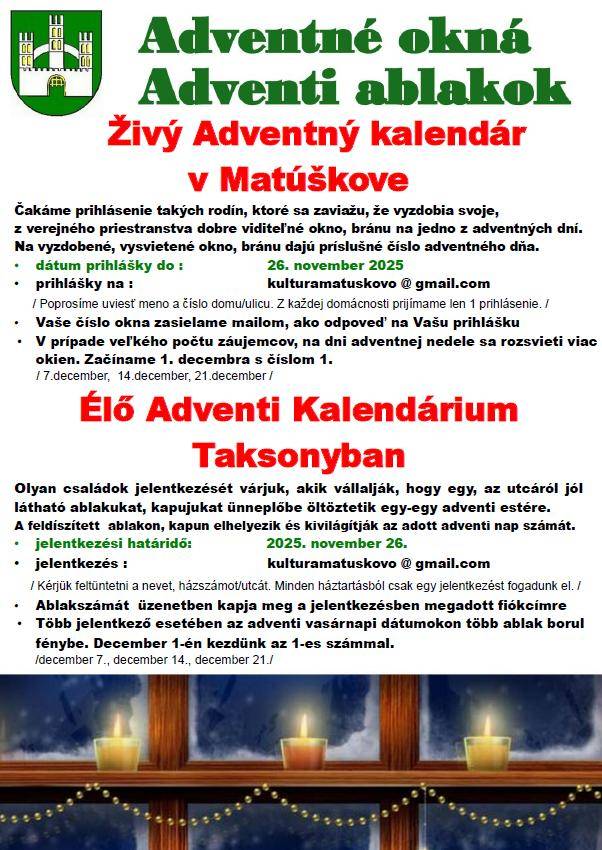 Živý Adventný kalendár v Matúškove - Élő Adventi Kalendárium Taksonyba