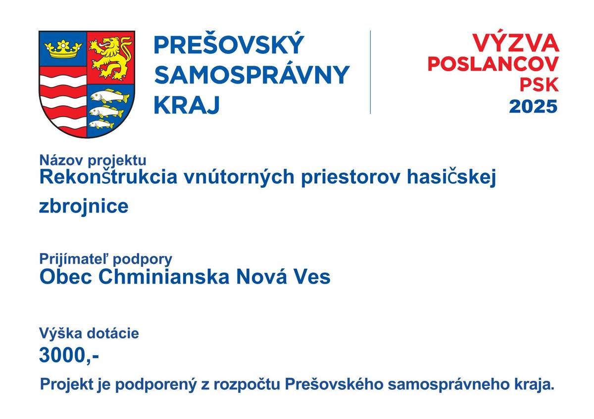 Rekonštrukcia vnútorných priestorov hasičskej zbrojnice