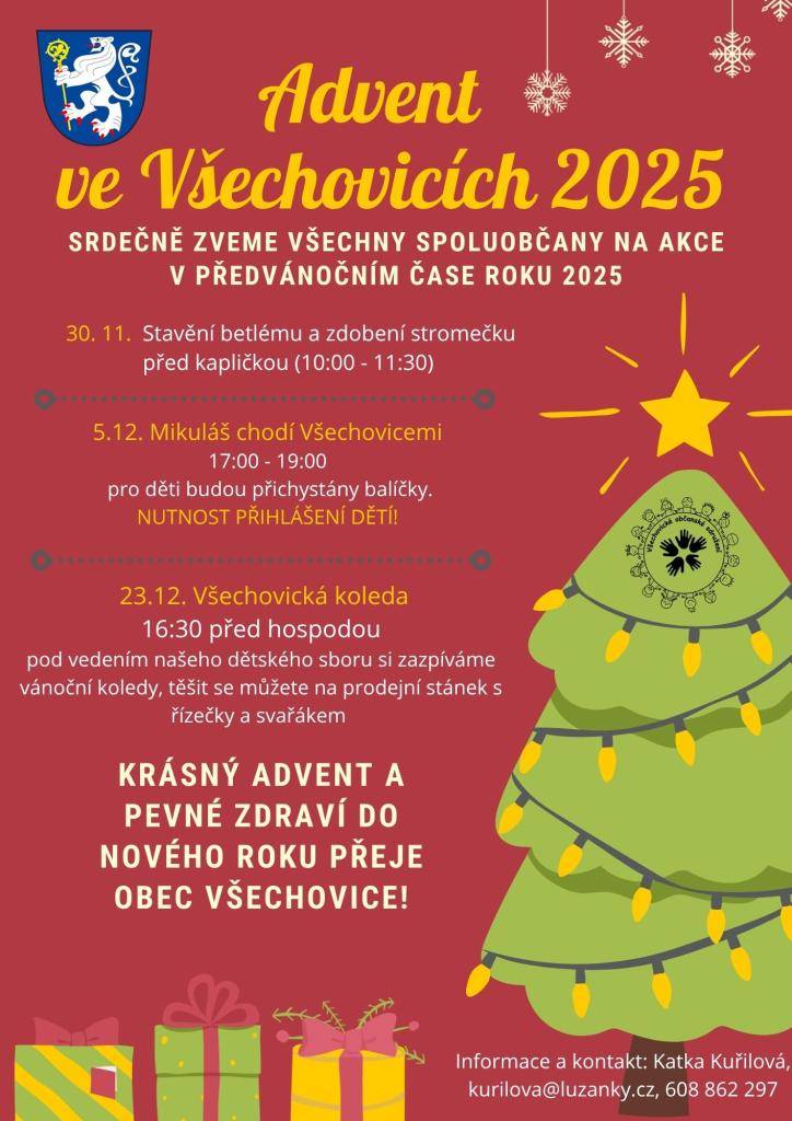 Srdečně zveme všechny spoluobčany na akce v předvánočním čase roku 2025.