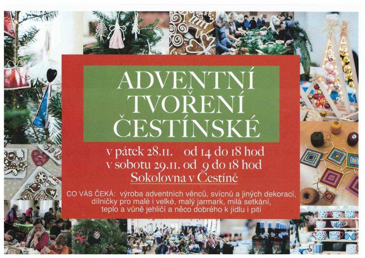 ADVENTNÍ TVOŘENÍ DNE 28.11. A 29.11.2025 SOKOLOVNA ČESTÍN