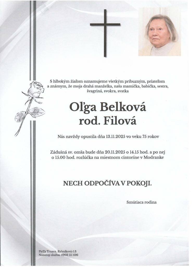 p.  Oľga Belková, rod. Filová.