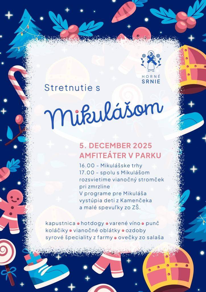Na stretnutí s Mikulášom sa 5. decembra od 16:00 uskutočnia Mikulášske trhy a rozsvietenie vianočného stromčeka, pričom vystúpia deti z Kamenčeka a spevuľky zo ZŠ. Na podujatí budú k dispozícii aj tradičné pochúťky.