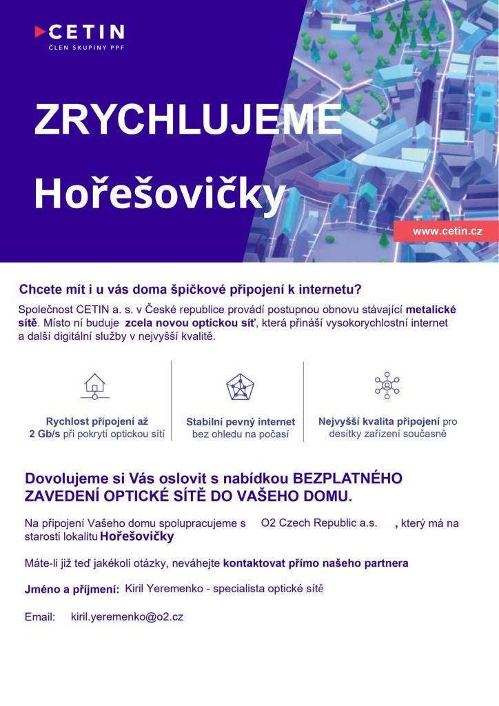 Výstavba optické sítě v naší obci.