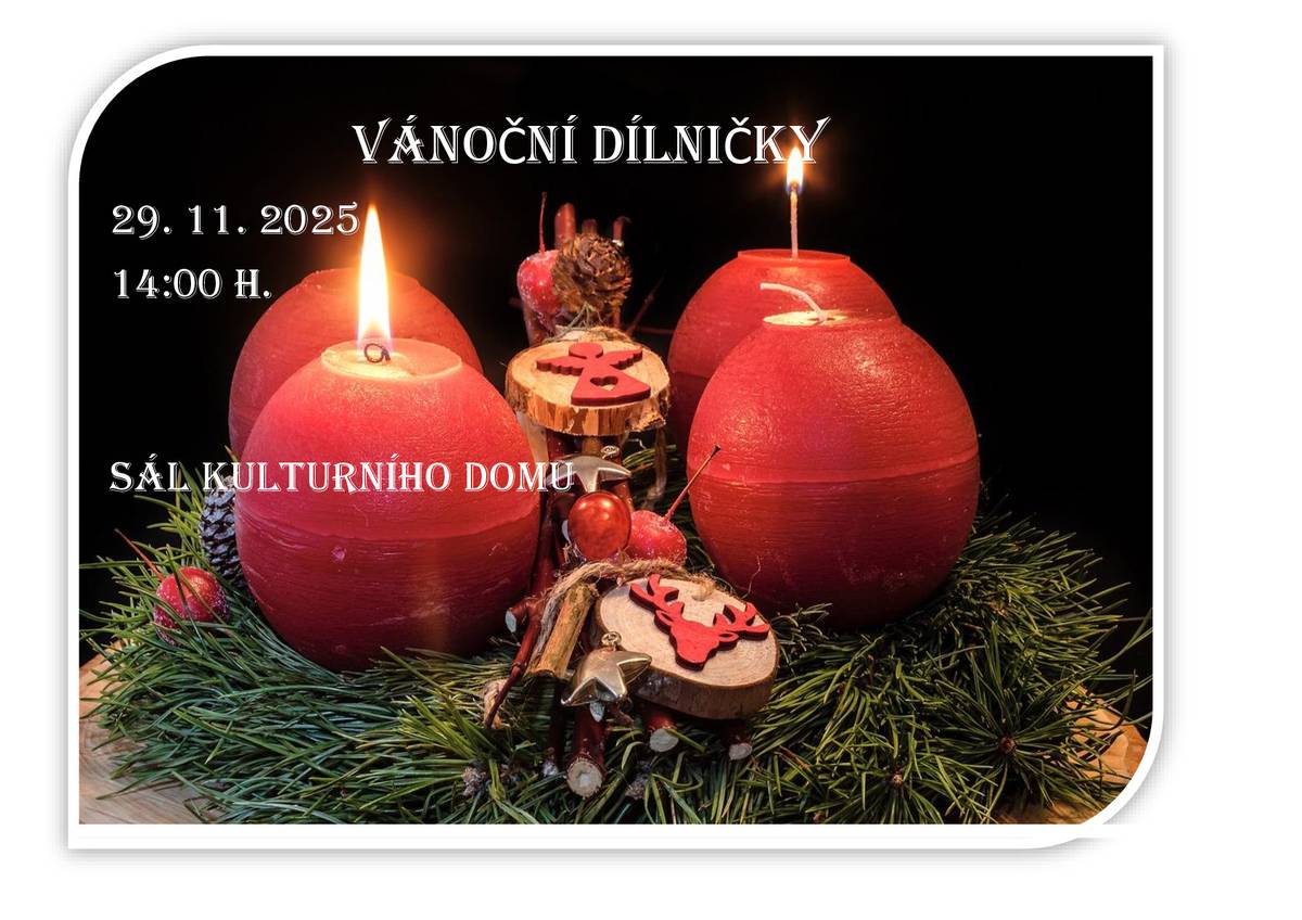 Vánoční dílničky se konají dne 29.11.2025 od 14:00 h., na sále kulturního domu. Obec Milíkov
