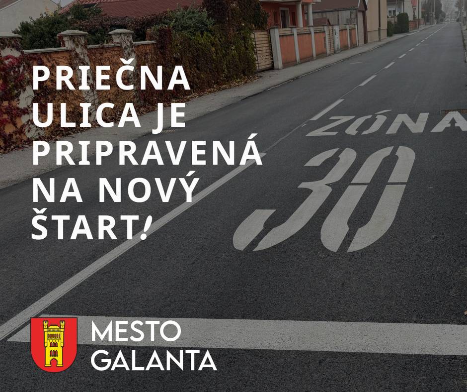 Priečna ulica prešla viacerými zmenami – okrem rekonštrukcie a nového asfaltu pribudli aj nové prvky vodorovného dopravného značenia – od čakacích čiar, ktoré pripomínajú pravidlo pravej ruky, až po označenie maximálnej povolenej rýchlosti.