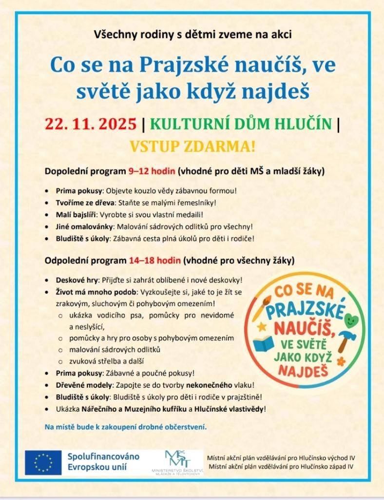 Co se na Prajzské naučíš, ve světě jako když najdeš, 22. 11. v KD Hlučí