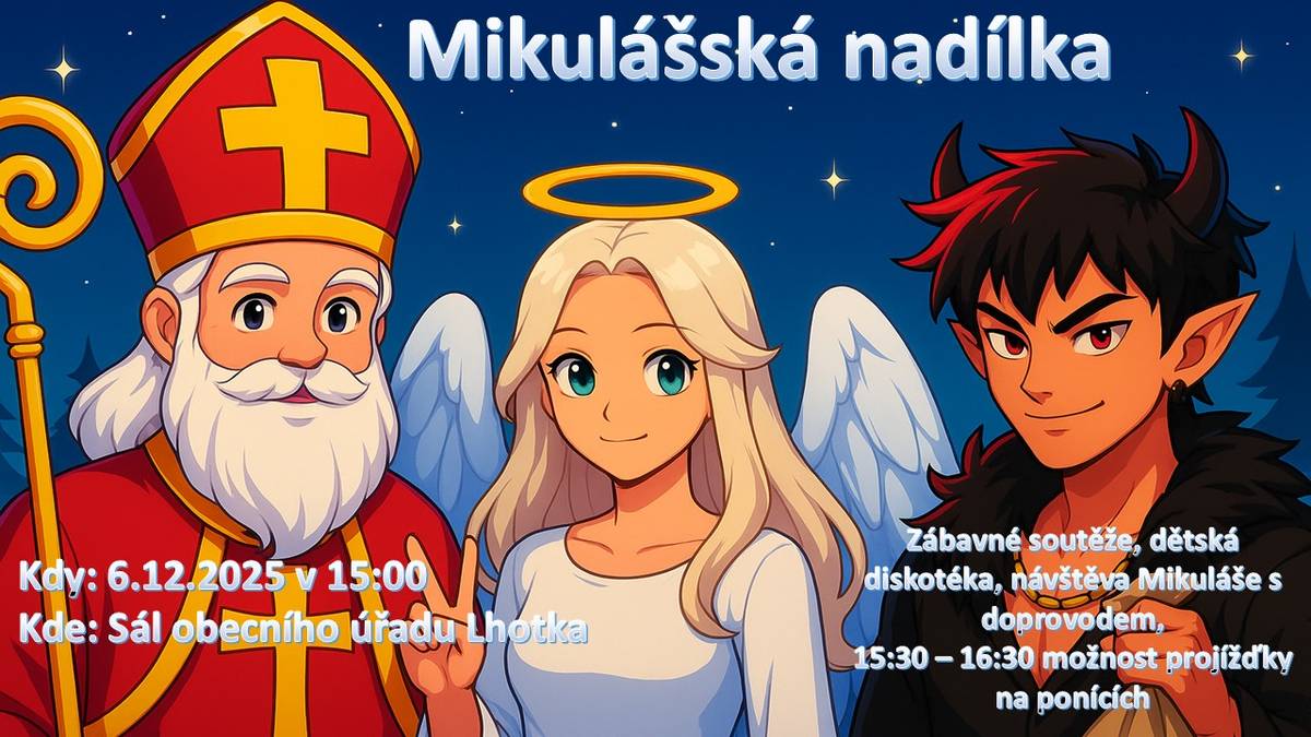 v sobotu 6.12.2025 od 15.00 hod. v sále Obecního domu