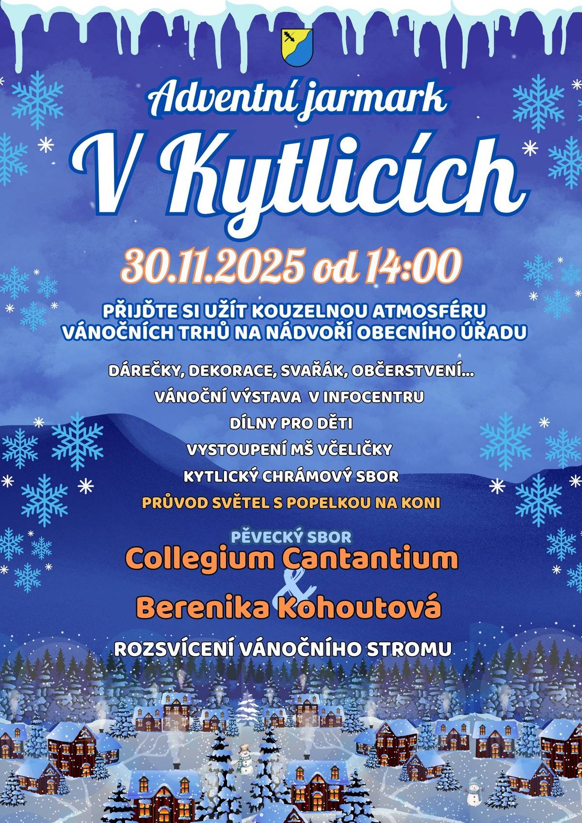 Srdečně zveme Adventní jarmark a rozsvěcení stromečku 30.11.2025 od 14:00. Lucerničky na průvod s Popelkou s sebou! :) Těšíme se na Vás!