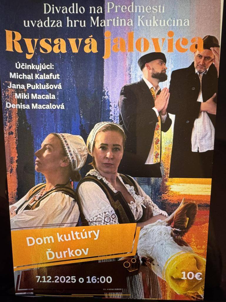Dňa 7. decembra 2025 sa v našom obci uskutoční zaujímavé predstavenie. Srdečne vás pozývame na tento kultúrny zážitok.