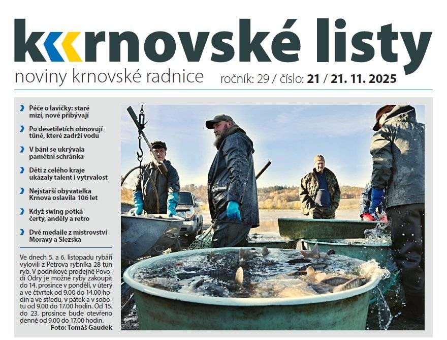 Dnes vycházejí Krnovské listy. V elektronické podobě je najdete na našem webu, v tištěné na obvyklých distribučních místech.