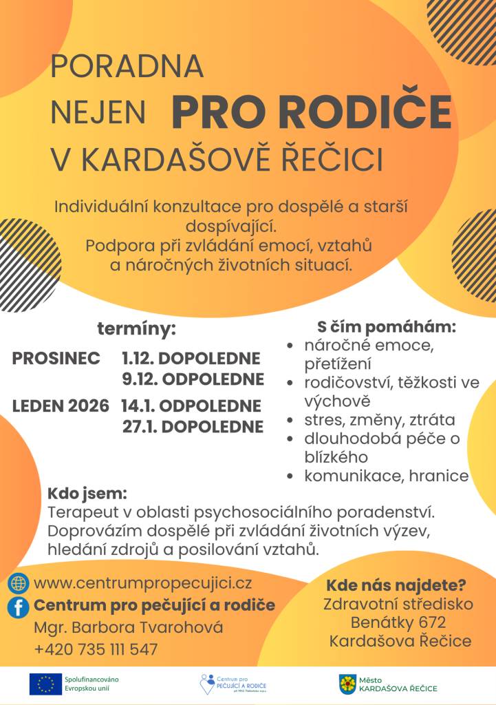 Poradna nejen pro rodiče - individuální konzultace pro dospělé a starší dospívající