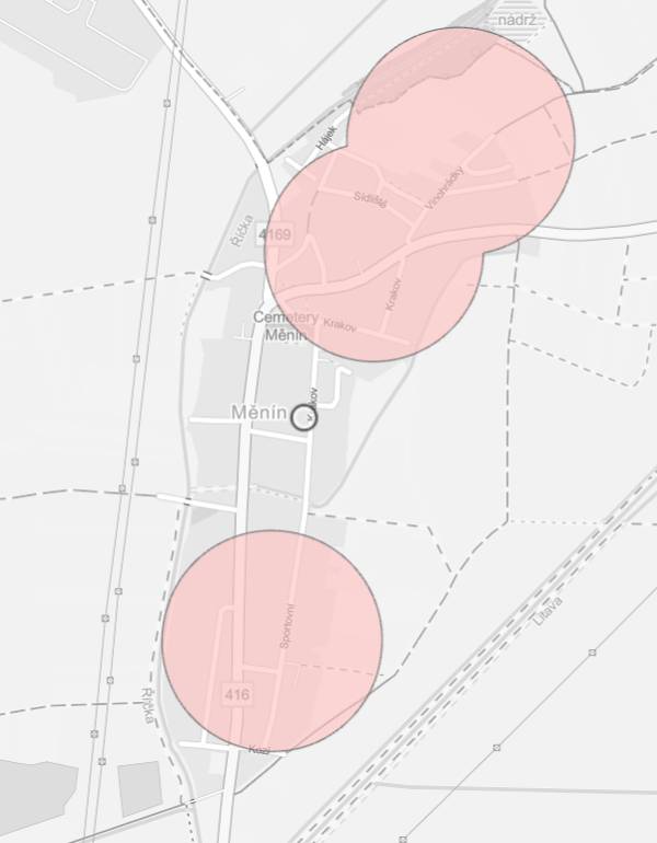 Mapa obsahuje zóny, ve kterých je zakázáno zacházet s pyrotechnickými výrobky s výjimkou kategorie F1 podle § 35b zákona č. 344/2025 Sb., kterým se mění zákon č. 206/2015 Sb., o pyrotechnických výrobcích a zacházení s nimi a o změně některých zákonů (zákon o pyrotechnice), ve znění pozdějších předpisů, a další související zákony. Účinnost zón s omezeným používáním pyrotechniky je stanovena od 1. 12. 2025.  https://agrigis.gov.cz/.../apps/instant/basic/index.html...