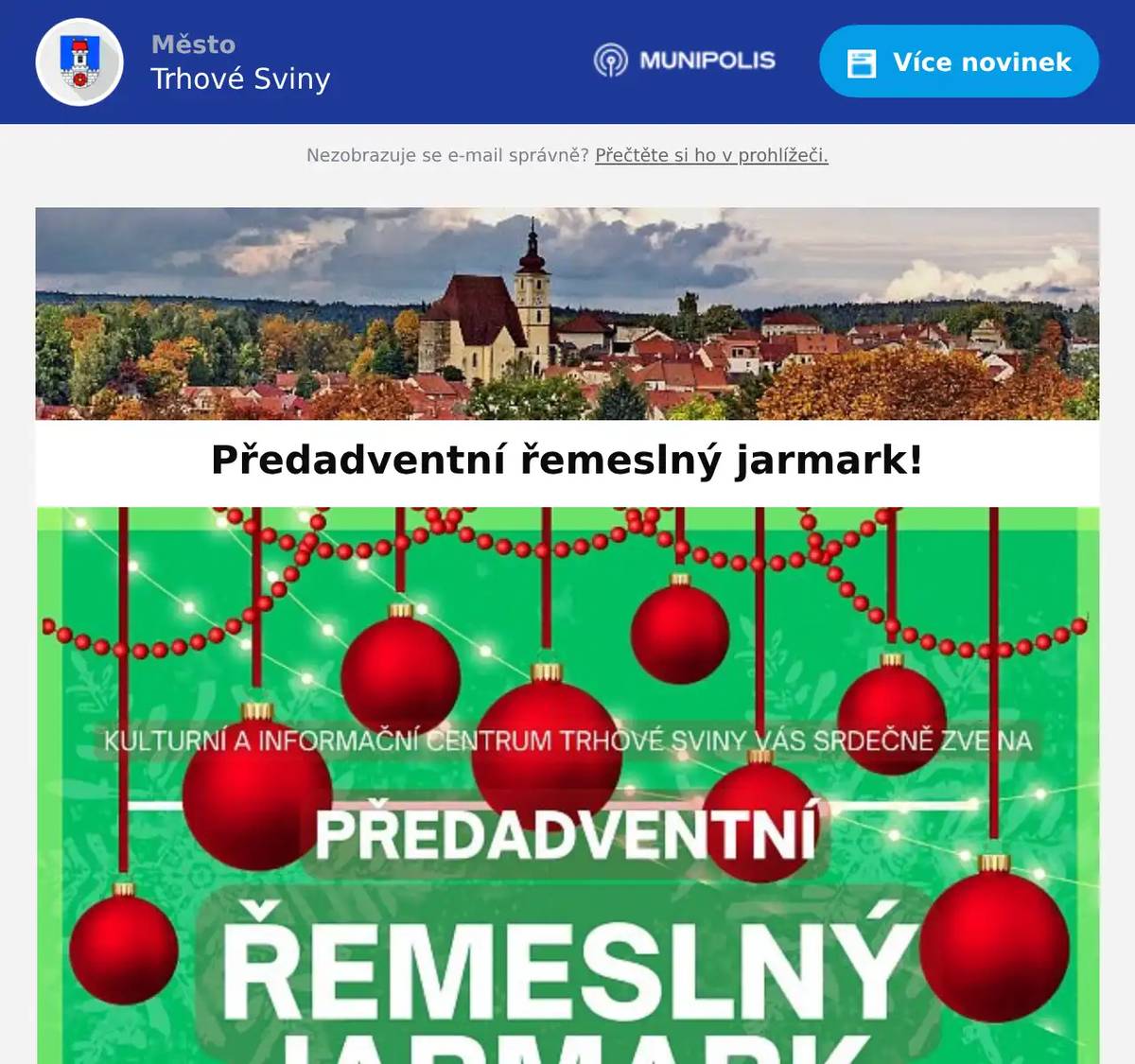 V neděli 23.11. proběhne každoroční předadventní řemeslný jarmark!