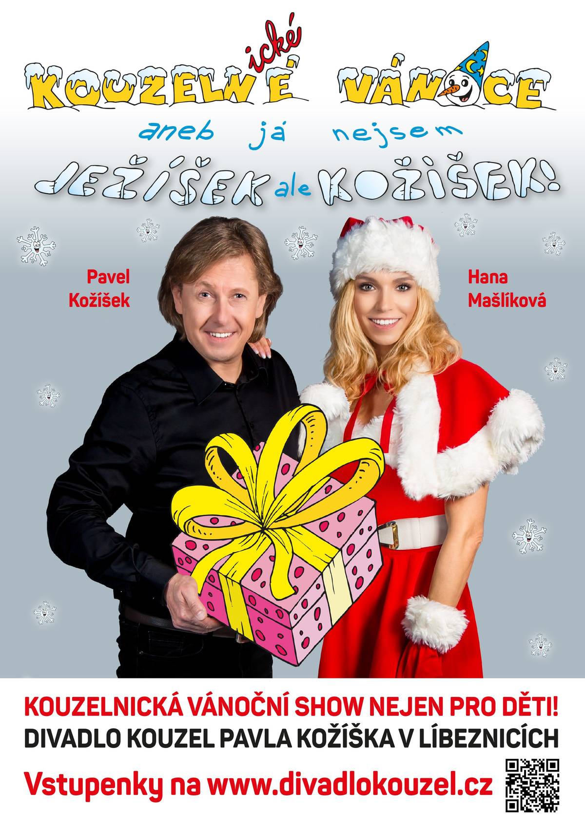 Milé rodiny, milí malí diváci, přijďte si zpříjemnit předvánoční čas do Divadla kouzel v Líbeznicích. Od 22. listopadu do 20. prosince, každou sobotu, pro vás hrají oblíbené dětské představení „Kouzelné Vánoce aneb Já nejsem Ježíšek, ale Kožíšek!“ Představení je vhodné pro děti od 3 do 10 let, trvá přibližně 1 hodinu. Více informací na: www.divadlokouzel.cz
