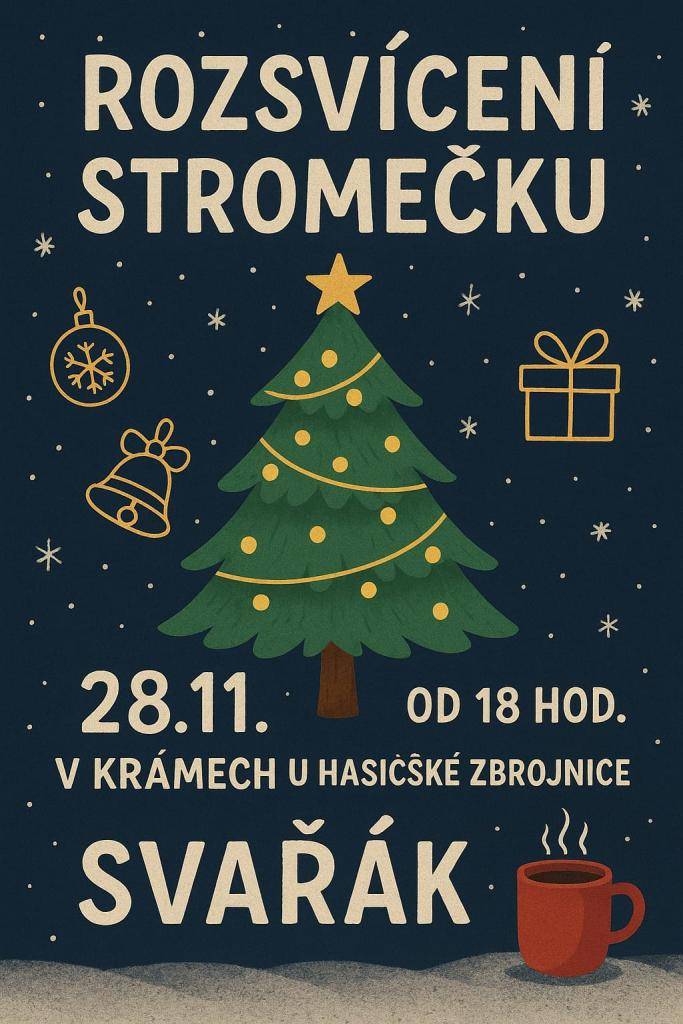 SDH Krámy vás srdečně zve na rozsvícení vánočního stromečku, které se koná 28.11 2025 od 18 hodin u hasičské zbrojnice
