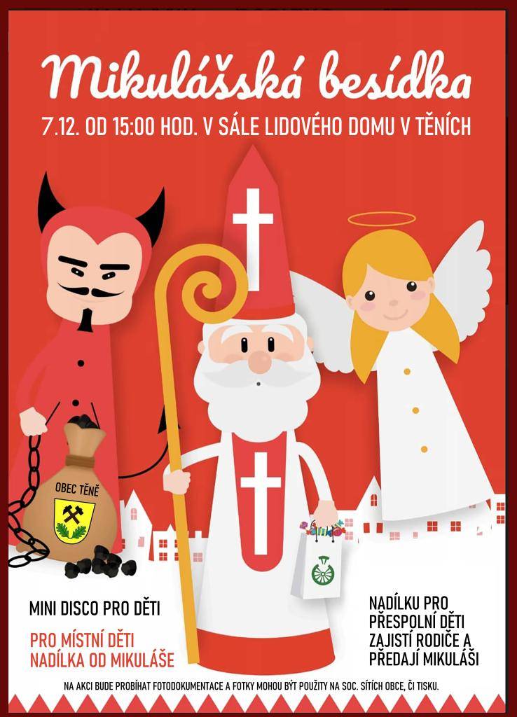 V sobotu 6. prosince 2025 se koná Mikulášská besídka pro děti.
