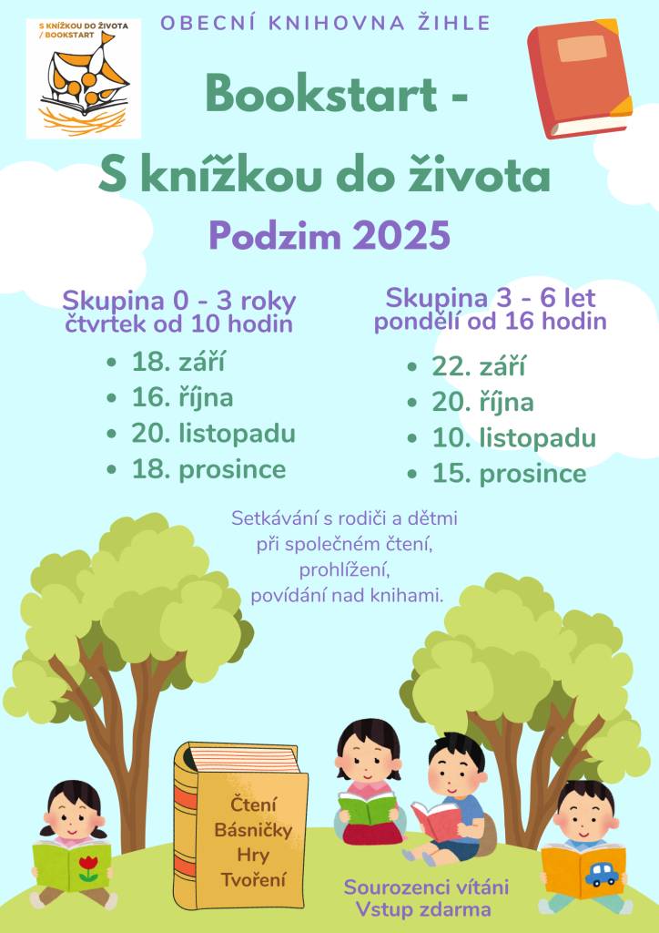 Obecní knihovna Žihle - Společné čtení "S knížkou do života" - termíny podzim 2025 viz příloha