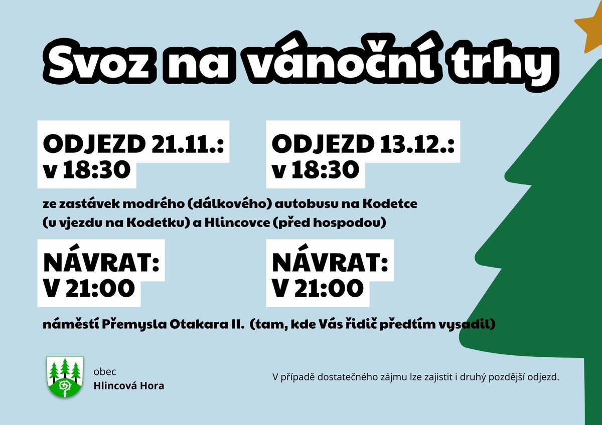 První "zájezd" na vánoční trhy na náměstí v ČB pátek 21.11., druhý sobota 13.12.