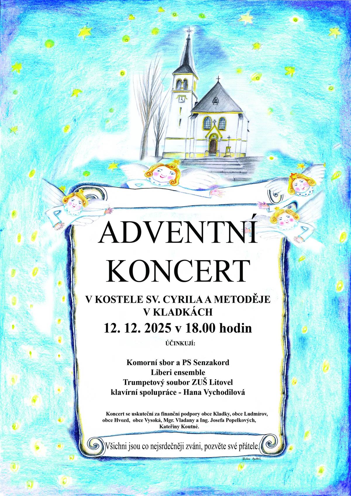 🎶Srdečně vás zveme na adventní koncert 12.12.2025 v 18:00 v kostele sv. Cyrila a Metoděje v Kladkách🎵