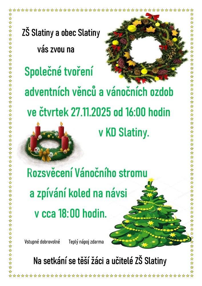 od cca 18 hod bude rozsvícen vánoční strom na návsi