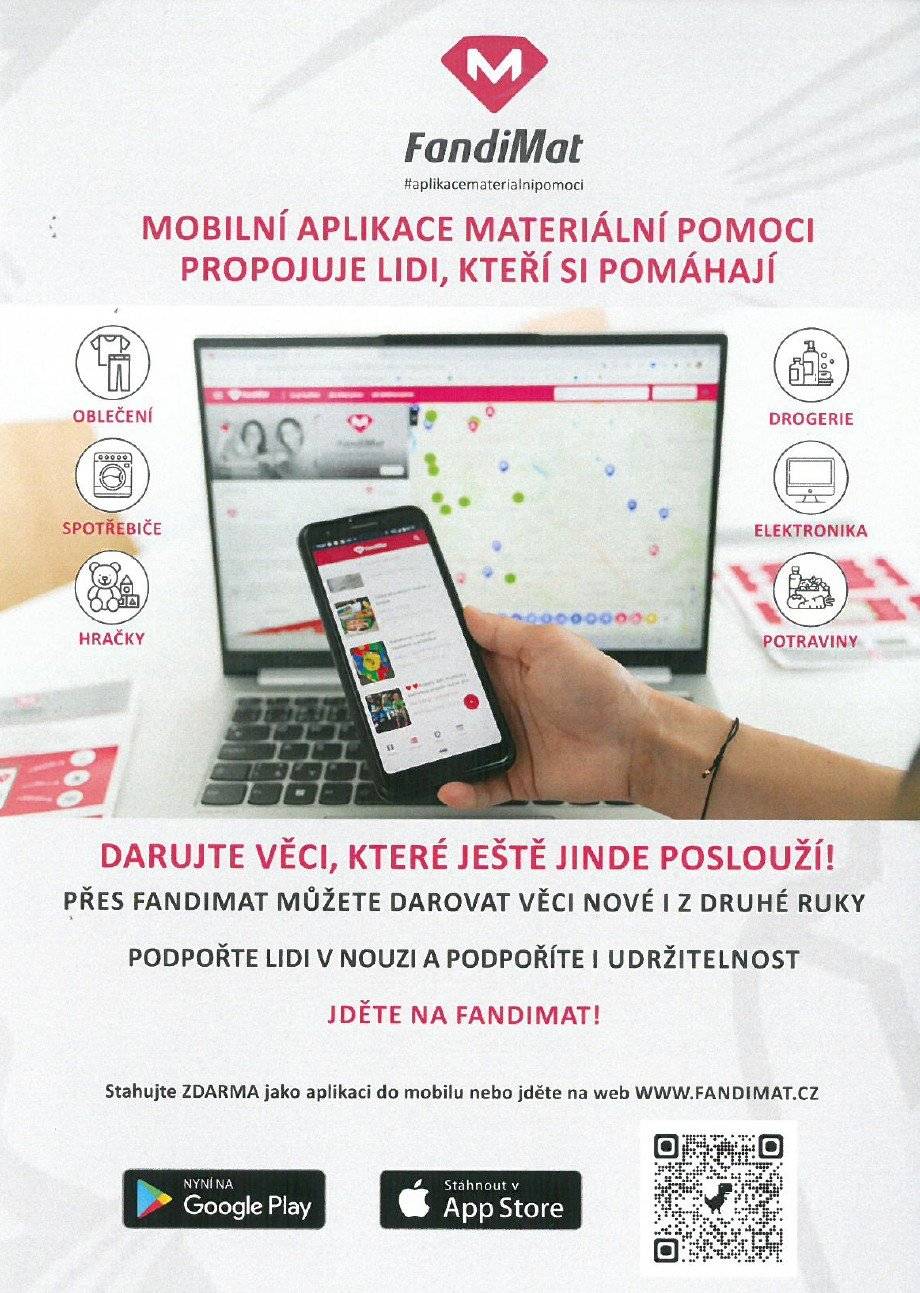 Chcete darovat co už doma nepotřebujete a ještě by to mohlo sloužit, nebo naopak potřebujete oblečení pro své děti nebo pro sebe? S pomocí aplikace FANDIMAT můžete podpořit lidi v nouzi a zároveň i udržitelnost.