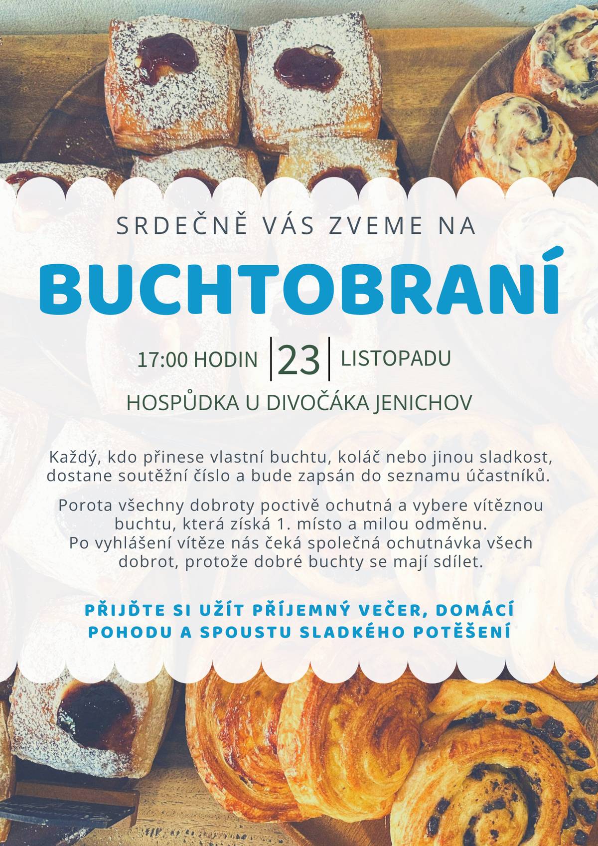 V neděli 23. listopadu 2025 od 17 hodin v jenichovské hospodě U Divočáka.