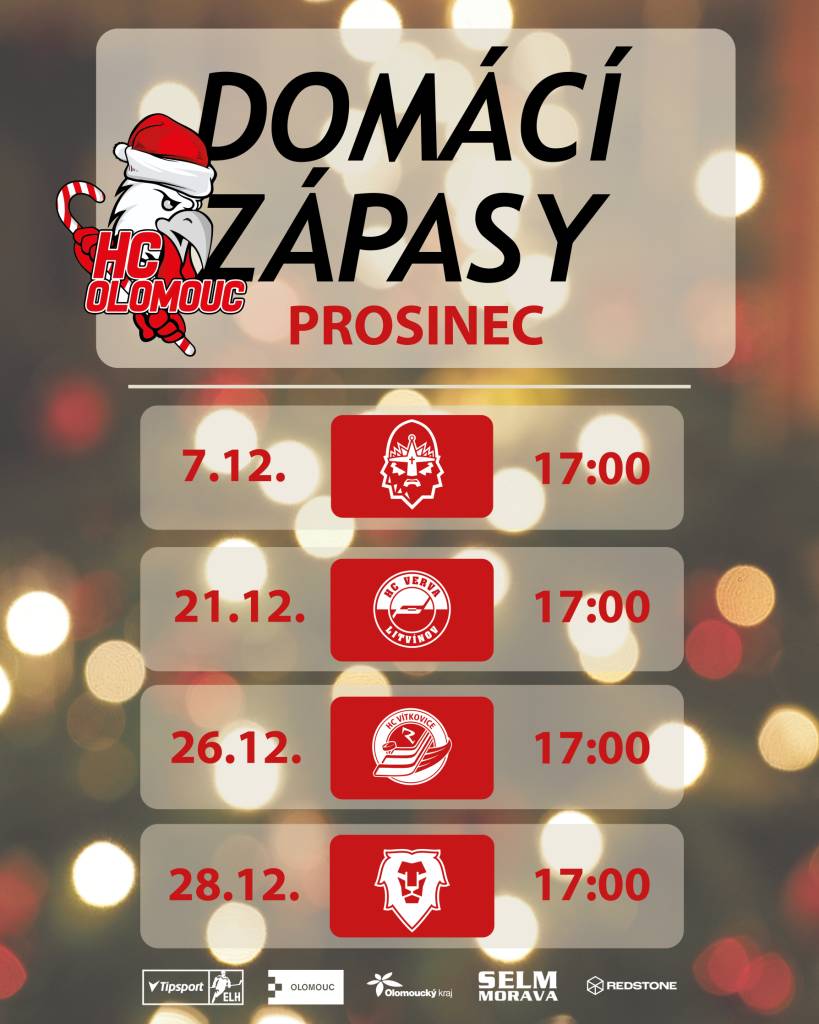 HC Olomouc zve na své domácí prosincové zápasy