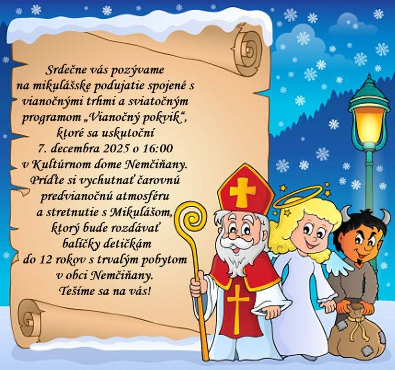 Pozvánka na stretnutie s Mikulášom a vianočné trhy
